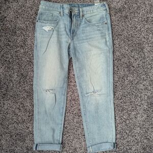 CHICO'S Light Blue Boyfriend Jeans with Distressed Details